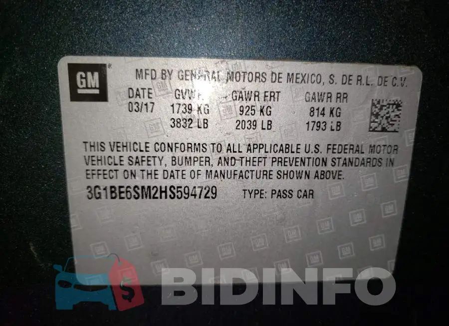 3G1BE6SM2HS594729 Photo# 12