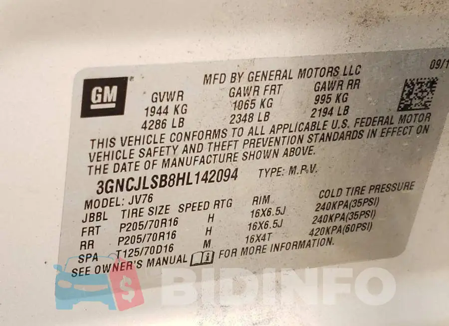 3GNCJLSB8HL142094 Photo# 14