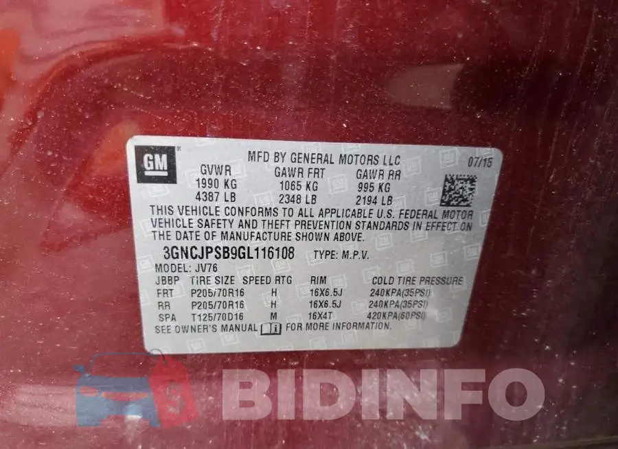 3GNCJPSB9GL116108 Photo# 14