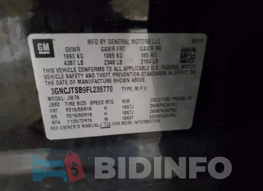 3GNCJTSB9FL235770 Photo# 12