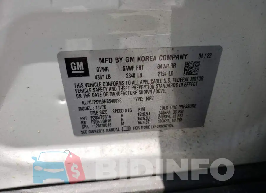 KL7CJPSM9NB540023 Photo# 13