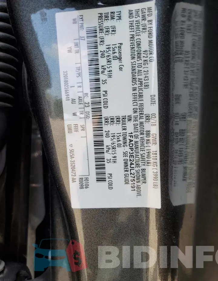 1FADP3E24JL275191 Photo# 12