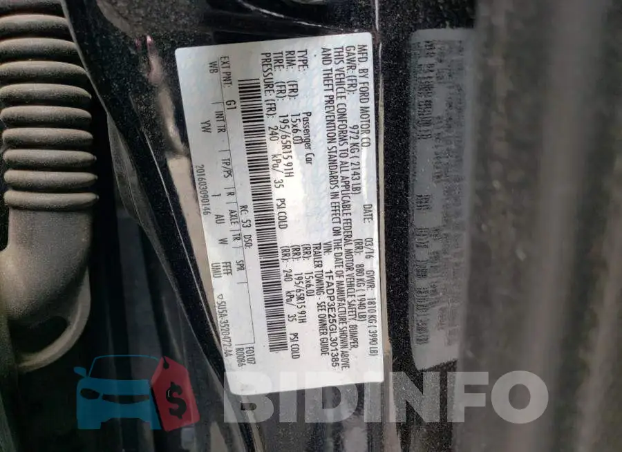 1FADP3E25GL301385 Photo# 12
