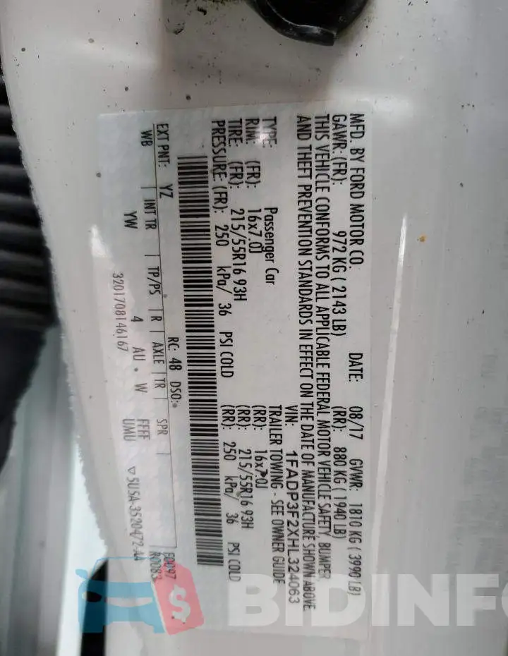 1FADP3F2XHL324063 Photo# 12