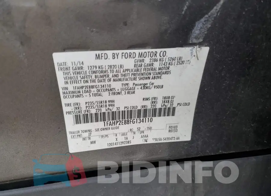 1FAHP2E88FG134110 Photo# 12
