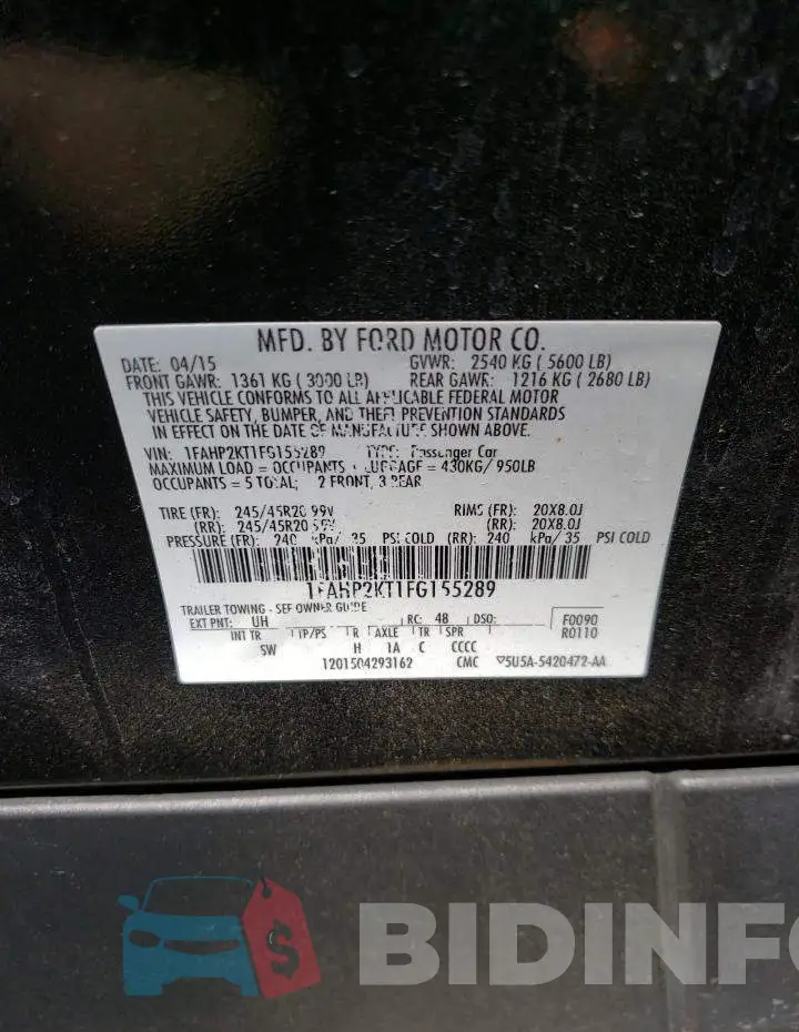 1FAHP2KT1FG155289 Photo# 13