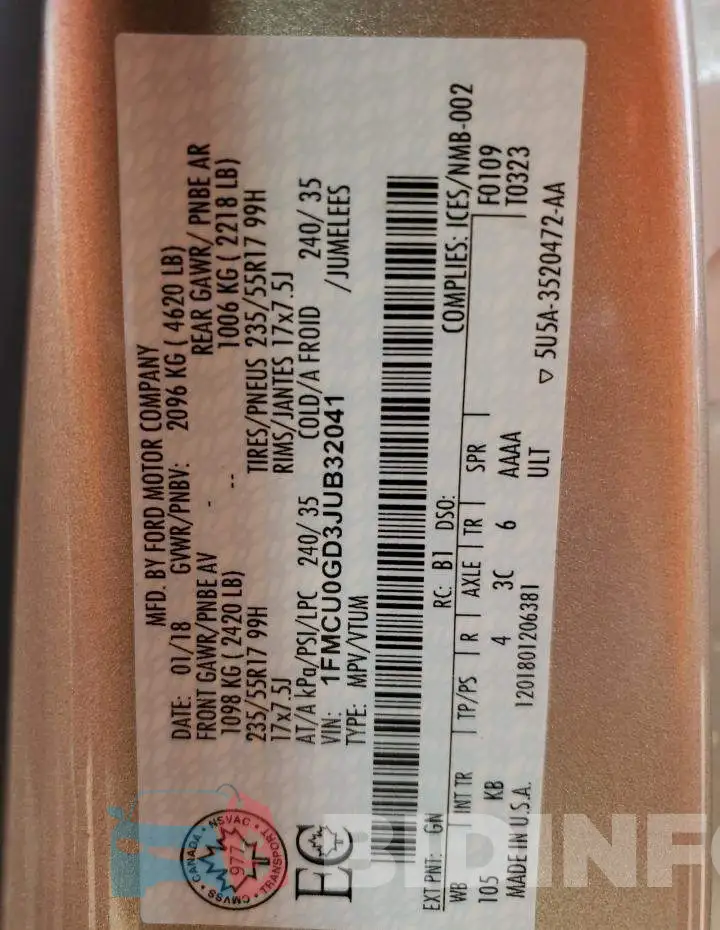 1FMCU0GD3JUB32041 Photo# 13