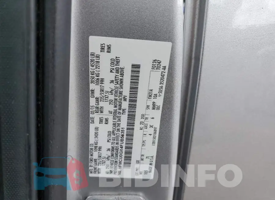 1FMCU0GX4FUB56351 Photo# 13