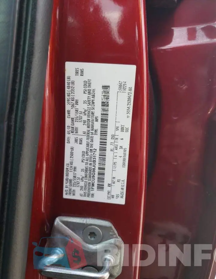 1FMCU9G98JUB31712 Photo# 13
