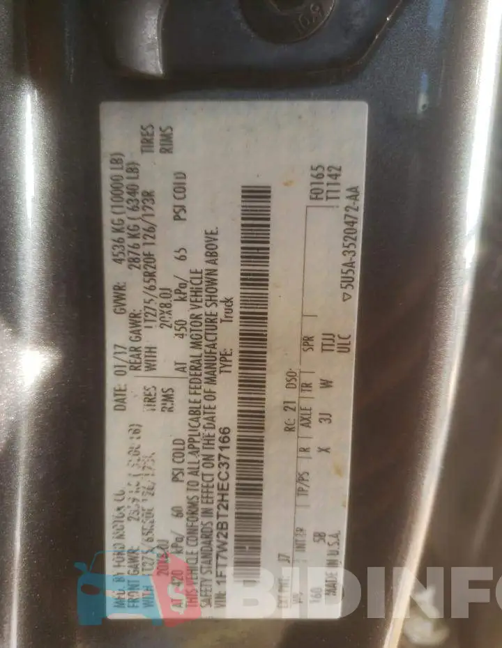 1FT7W2BT2HEC37166 Photo# 12
