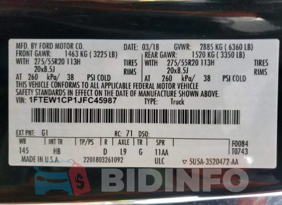 1FTEW1CP1JFC45987 Photo# 10