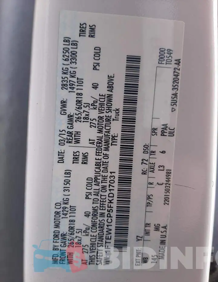 1FTEW1CP5FKD17031 Photo# 12