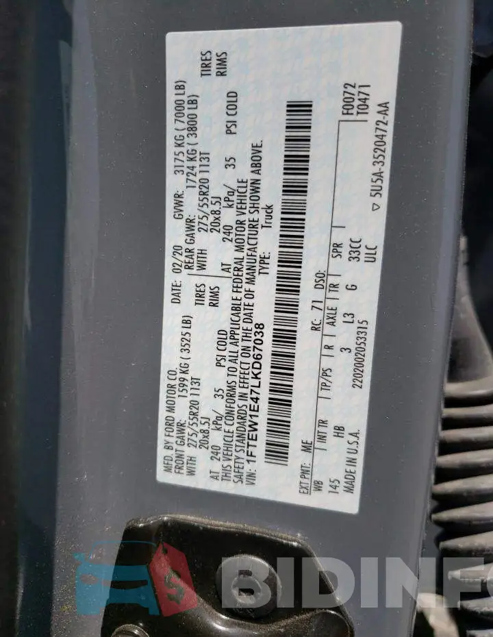 1FTEW1E47LKD67038 Photo# 14