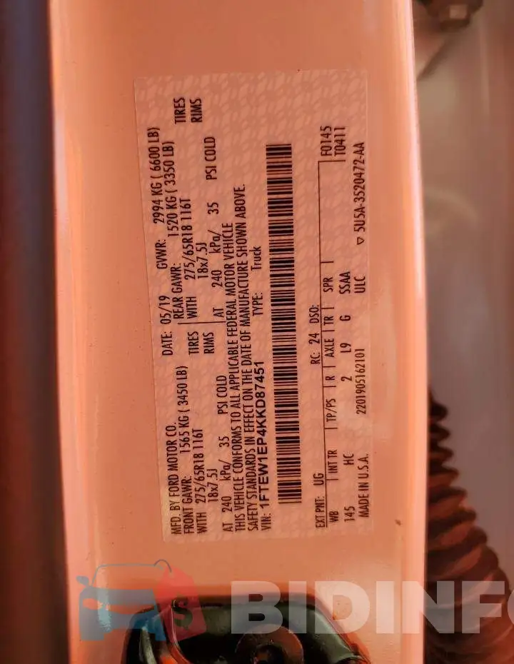 1FTEW1EP4KKD87451 Photo# 10