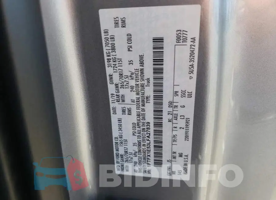1FTFX1E53LFA27839 Photo# 12
