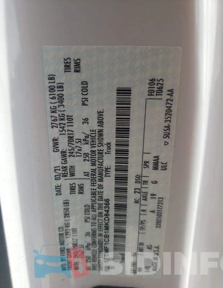 1FTMF1CB1MKD84366 Photo# 12