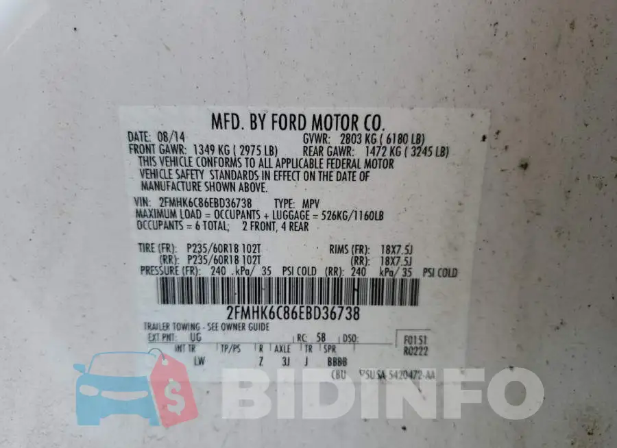 2FMHK6C86EBD36738 Photo# 13