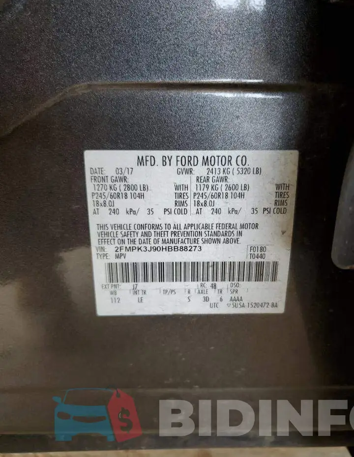 2FMPK3J90HBB88273 Photo# 13