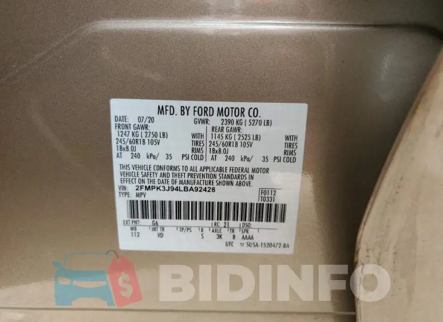 2FMPK3J94LBA92428 Photo# 12