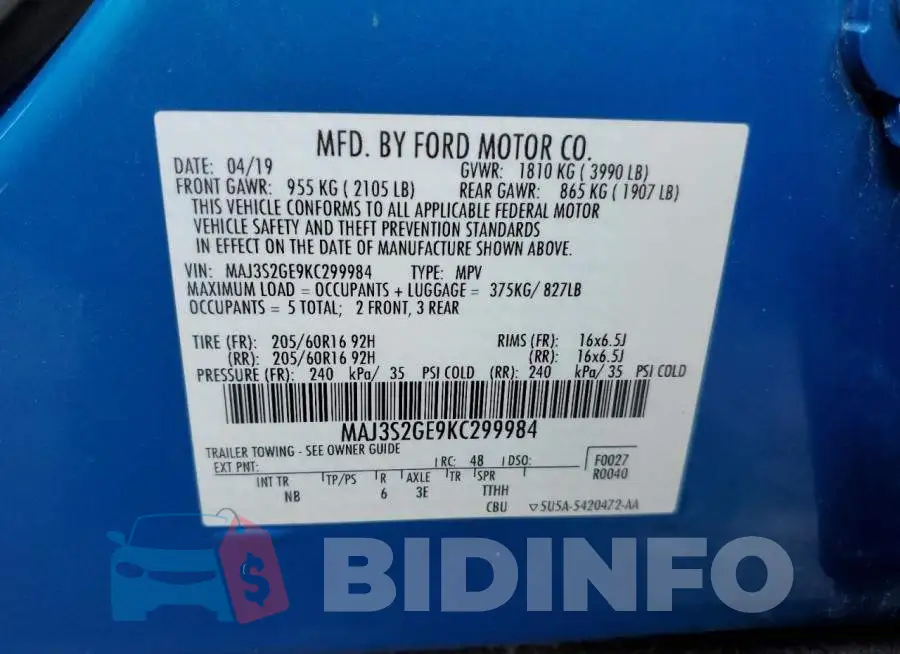 MAJ3S2GE9KC299984 Photo# 14