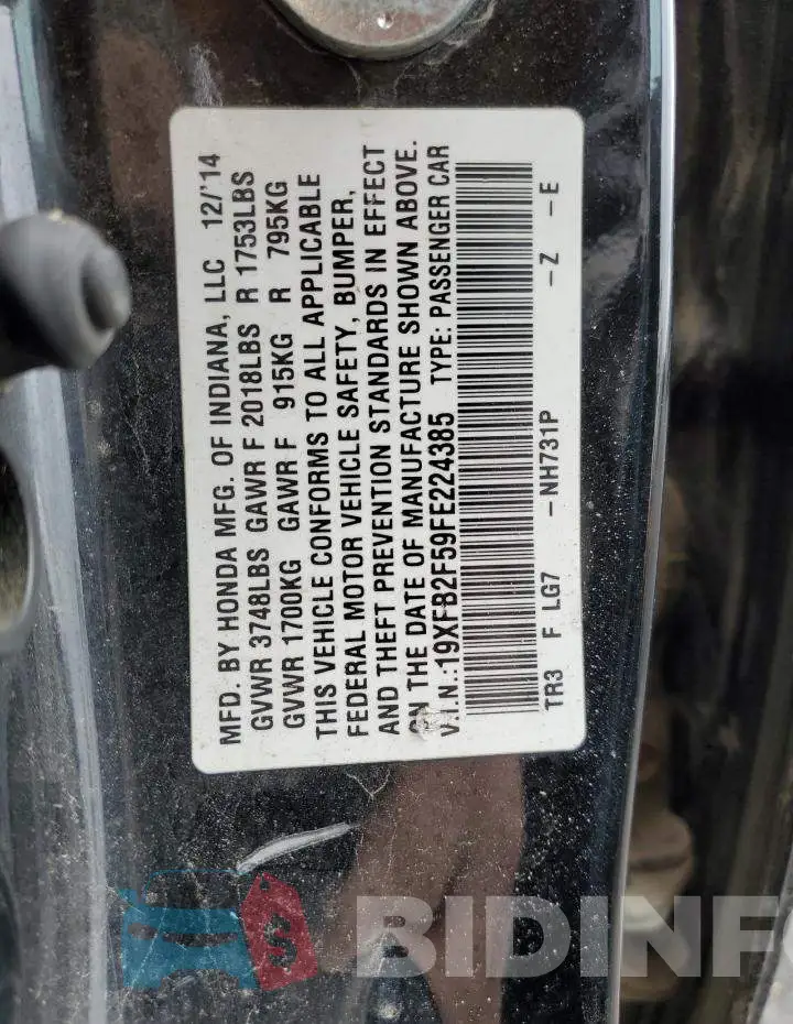 19XFB2F59FE224385 Photo# 12