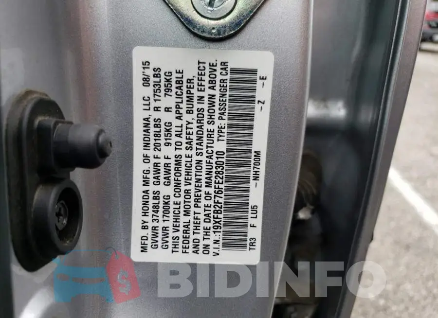 19XFB2F76FE283010 Photo# 12