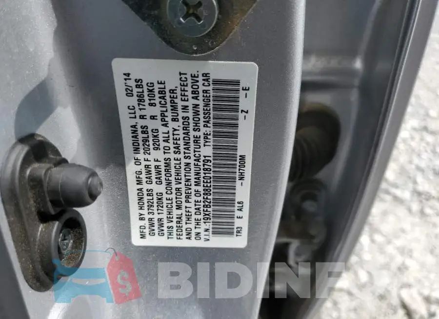19XFB2F88EE018791 Photo# 12