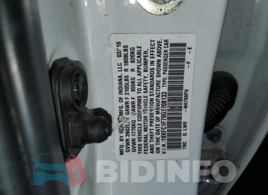 19XFC1F79GE208133 Photo# 12