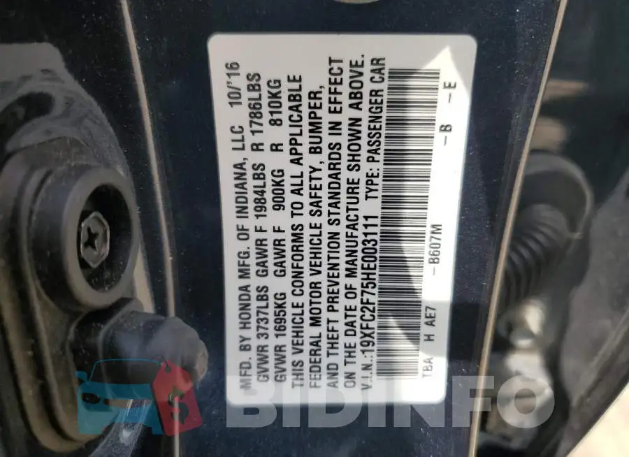 19XFC2F75HE003111 Photo# 12