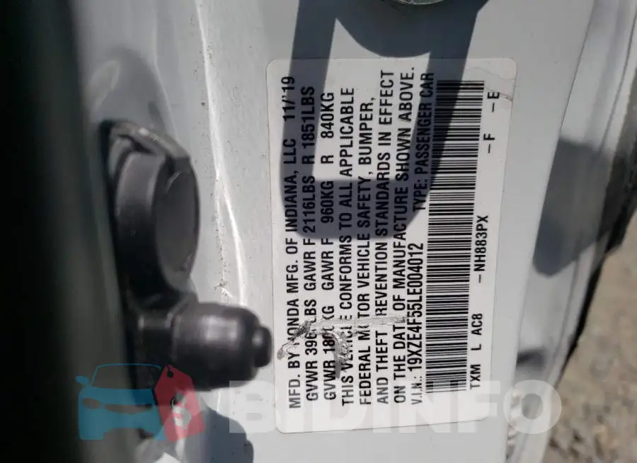 19XZE4F55LE004012 Photo# 12