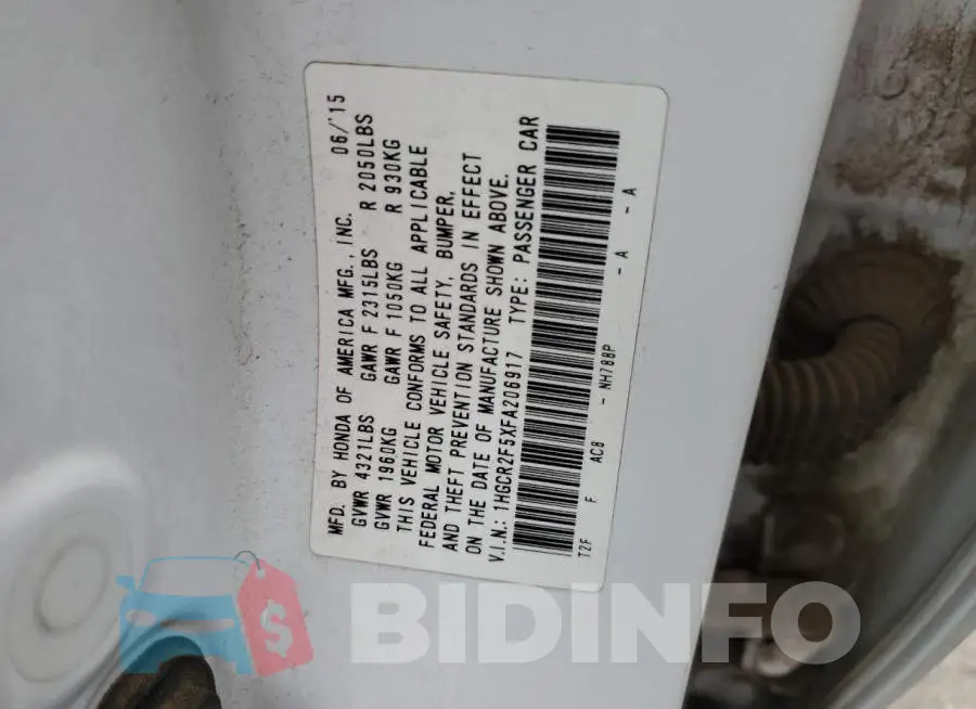 1HGCR2F5XFA206917 Photo# 12