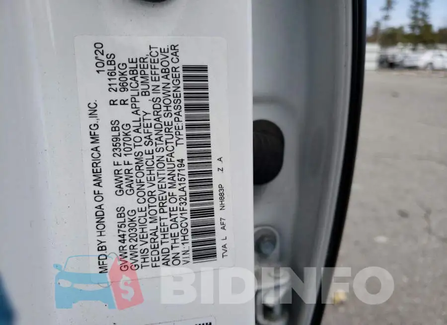 1HGCV1F32LA157194 Photo# 12