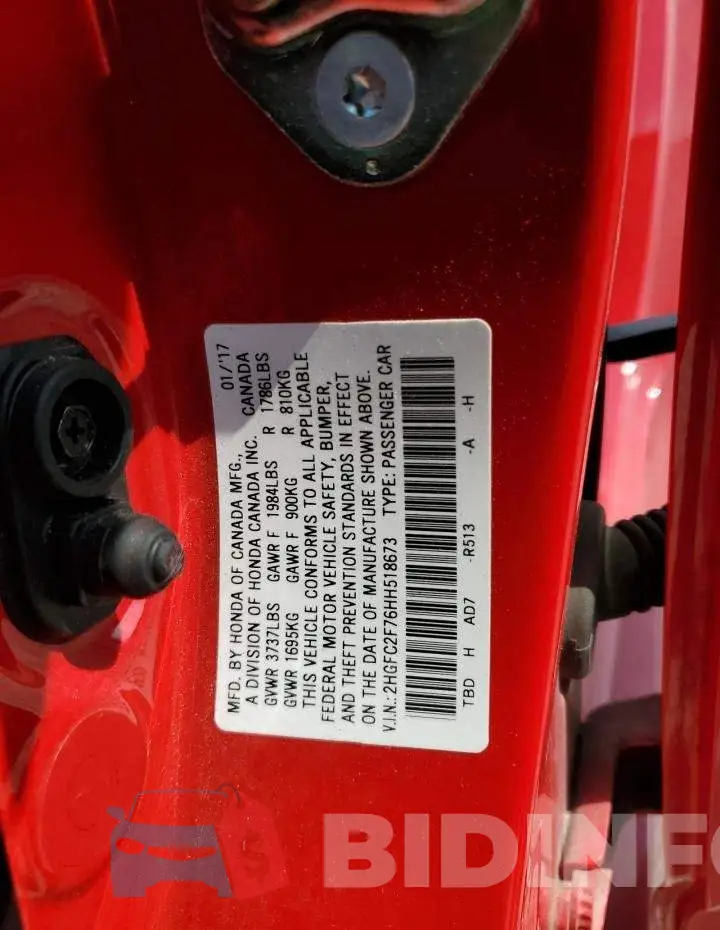 2HGFC2F76HH518673 Photo# 12