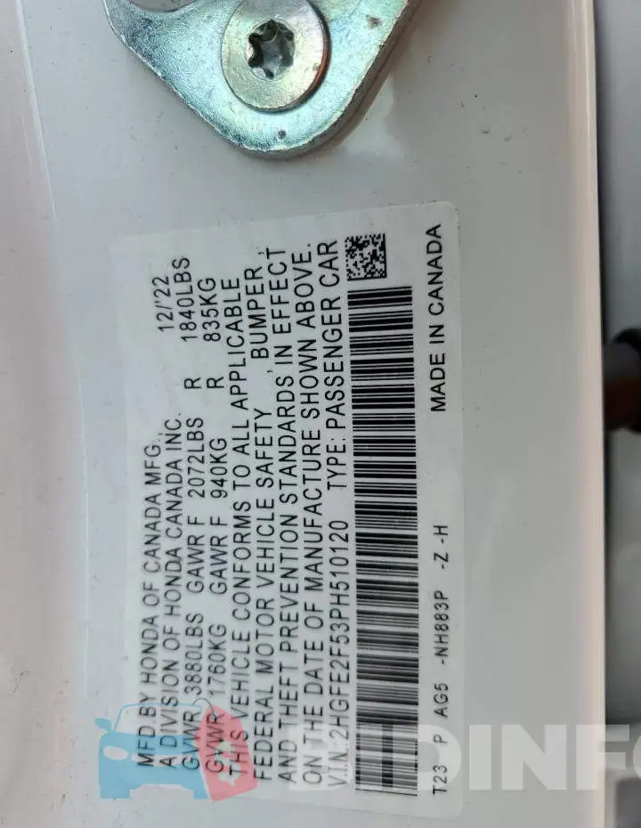 2HGFE2F53PH510120 Photo# 13
