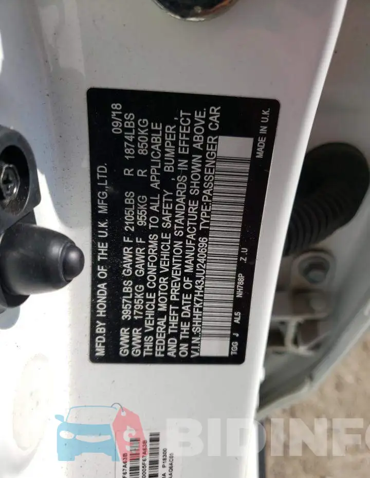 SHHFK7H43JU240696 Photo# 13