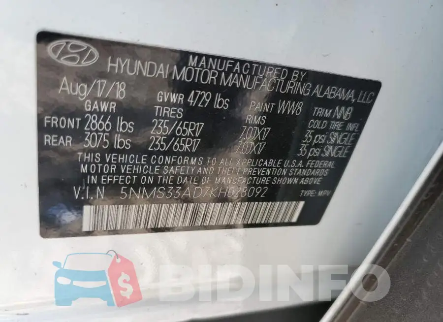 5NMS33AD7KH028092 Photo# 12