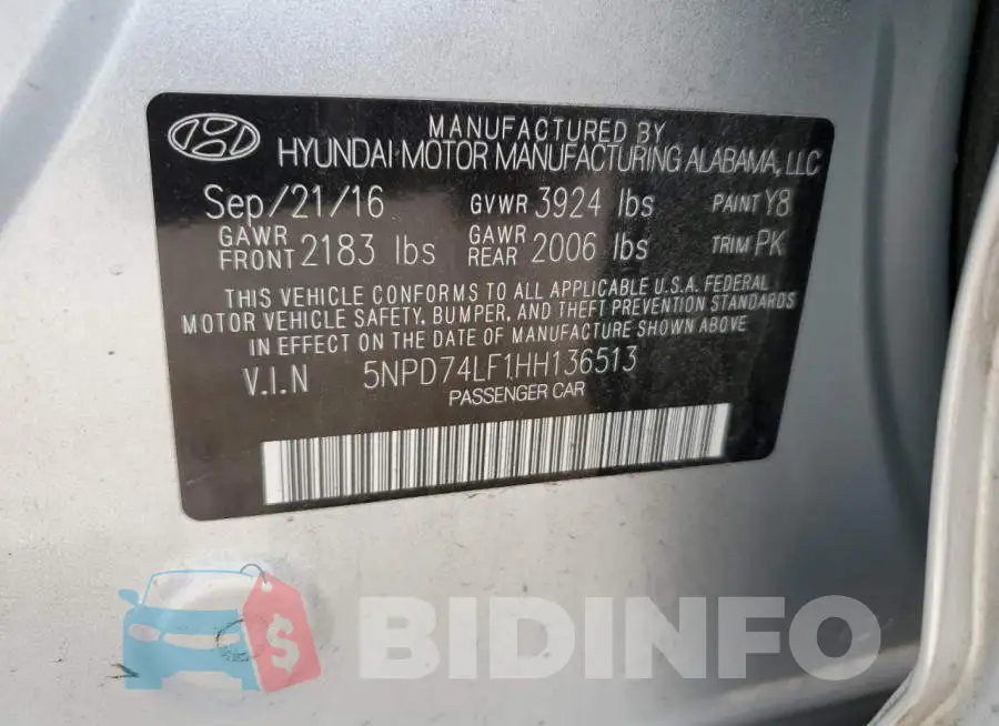 5NPD74LF1HH136513 Photo# 12