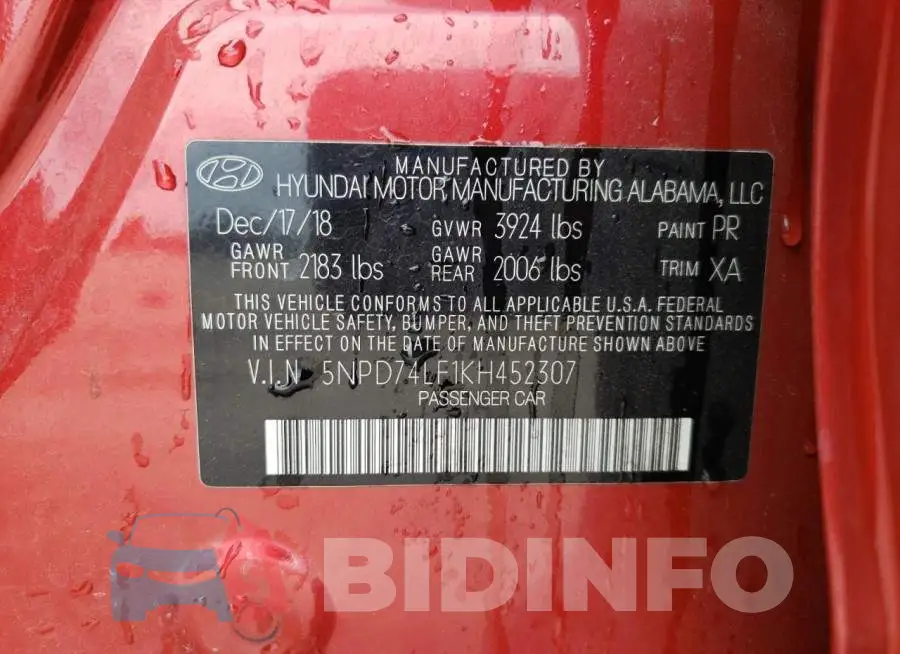 5NPD74LF1KH452307 Photo# 12