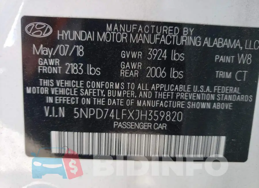 5NPD74LFXJH359820 Photo# 12