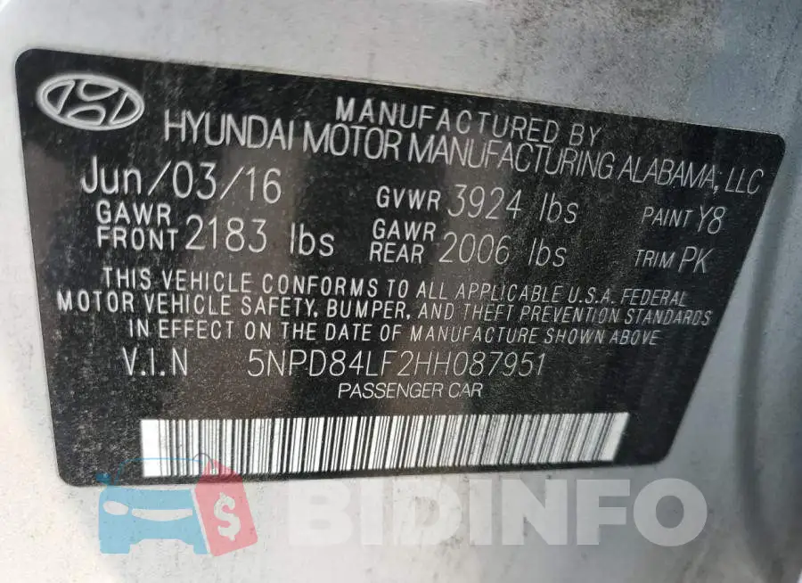 5NPD84LF2HH087951 Photo# 12