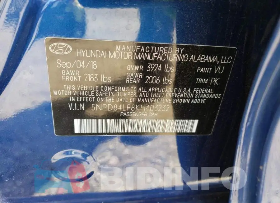 5NPD84LF8KH403232 Photo# 12
