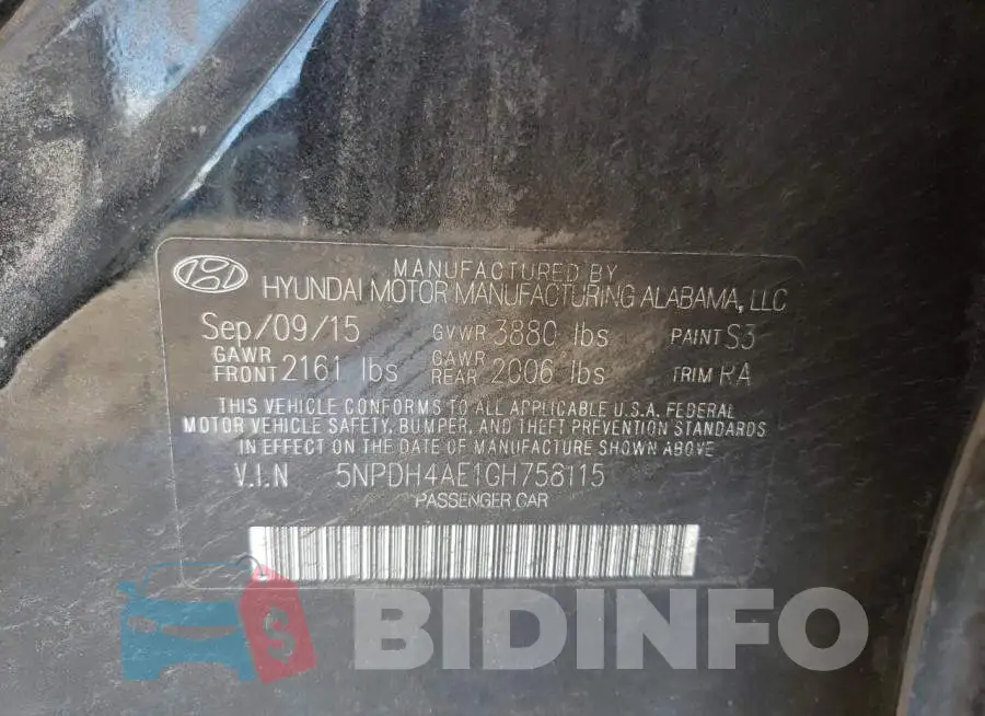 5NPDH4AE1GH758115 Photo# 12