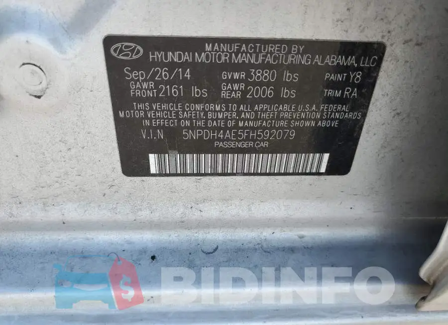 5NPDH4AE5FH592079 Photo# 12