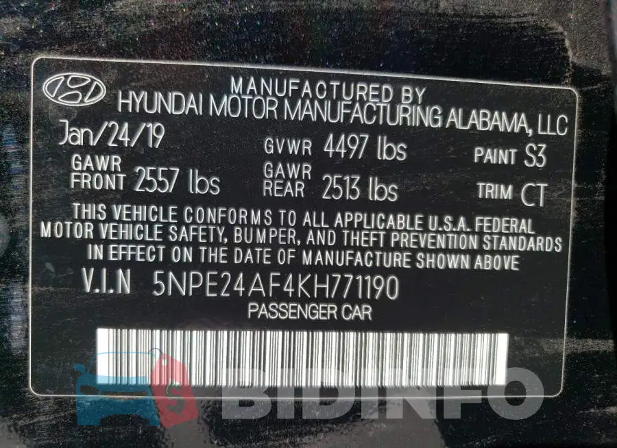 5NPE24AF4KH771190 Photo# 13