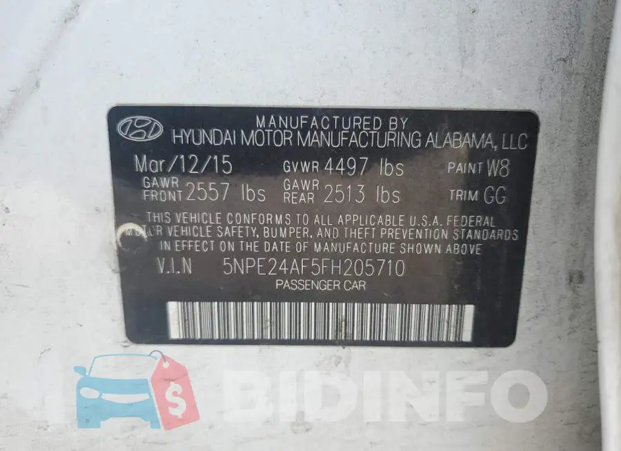 5NPE24AF5FH205710 Photo# 12