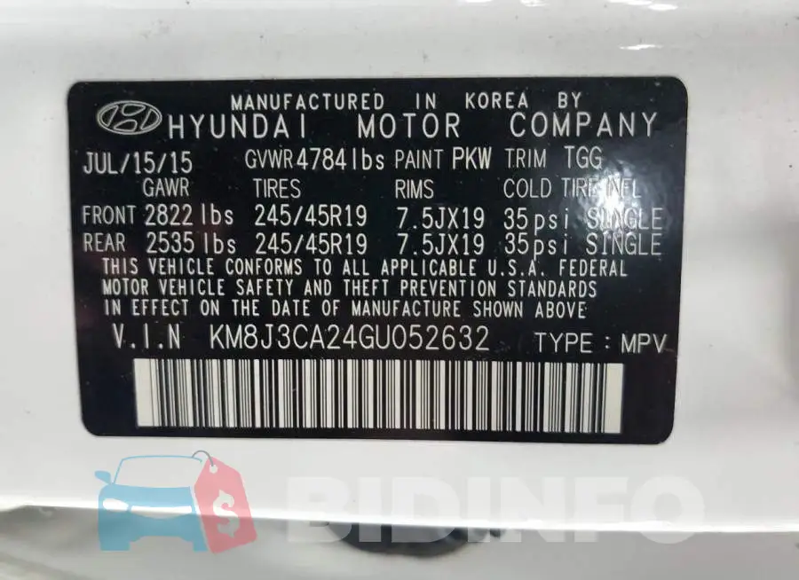 KM8J3CA24GU052632 Photo# 13