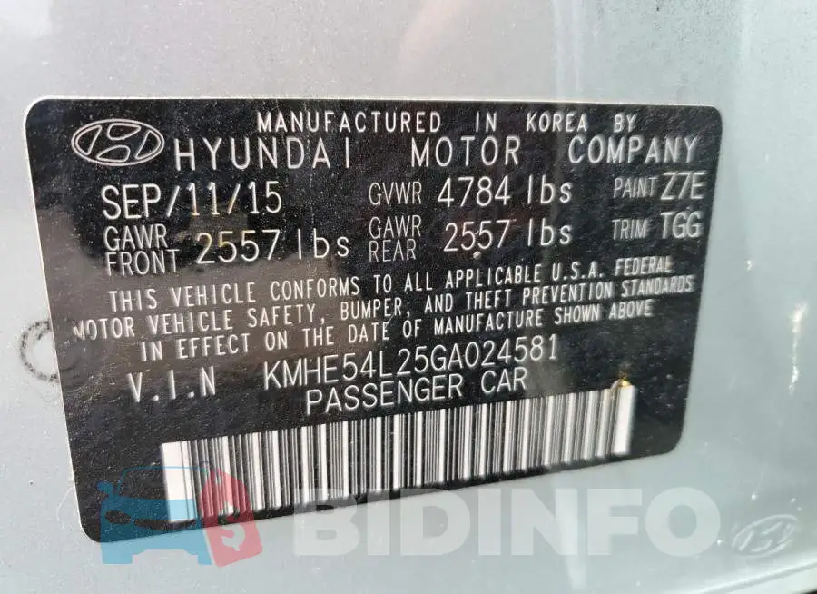 KMHE54L25GA024581 Photo# 12