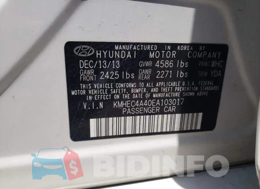 KMHEC4A40EA103017 Photo# 12