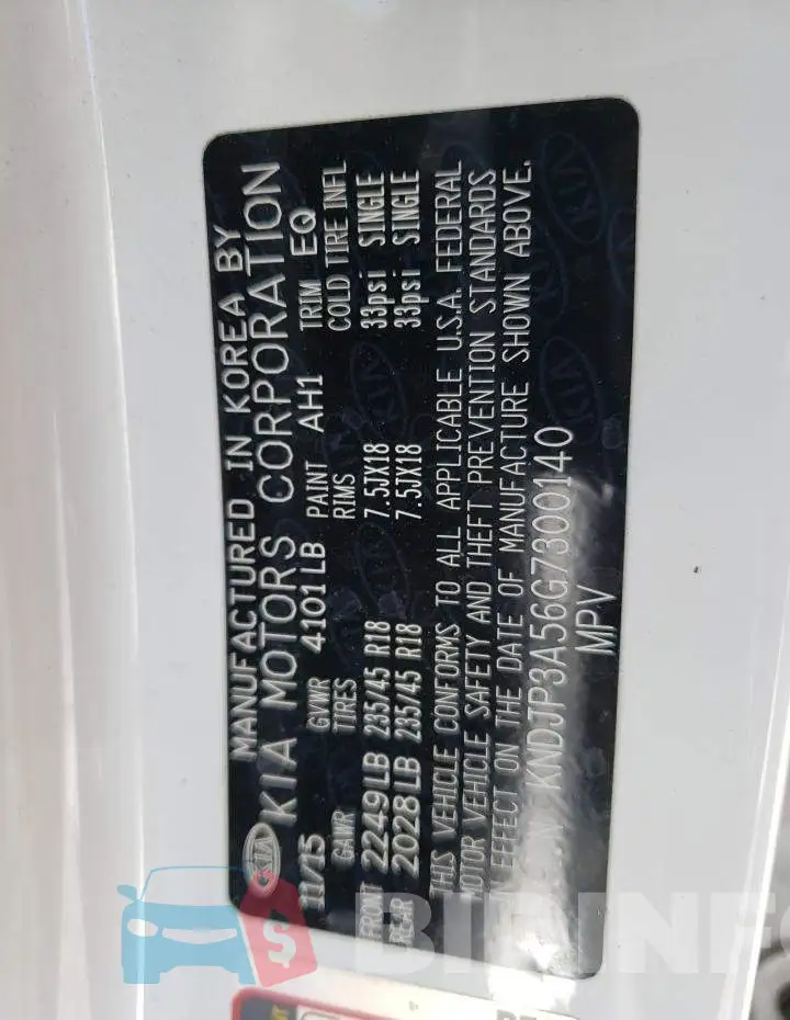 KNDJP3A56G7300140 Photo# 12