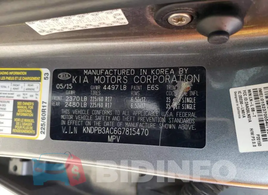 KNDPB3AC6G7815470 Photo# 13